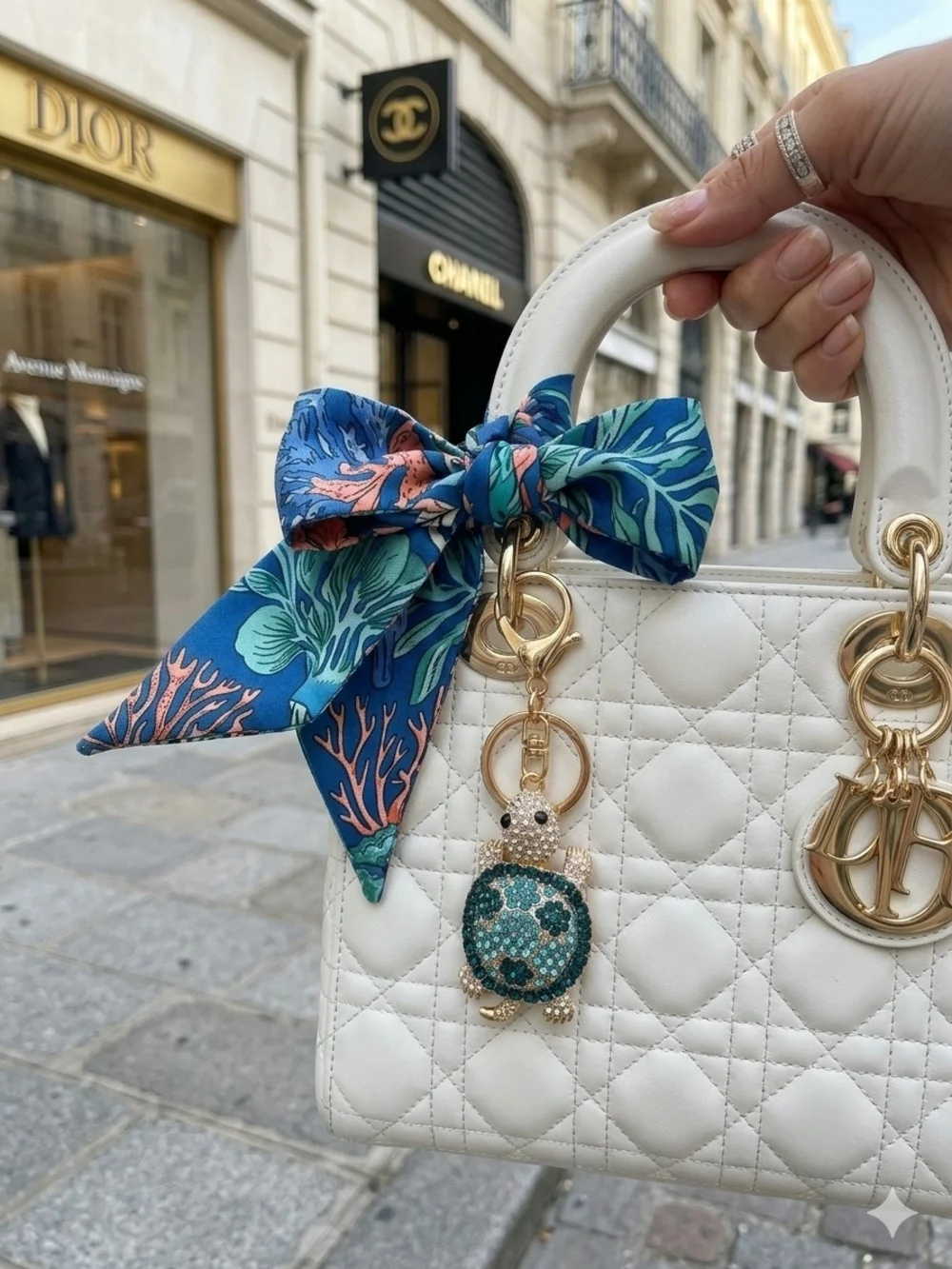 Siren's Collection Turtle Blue & Gold Keychain